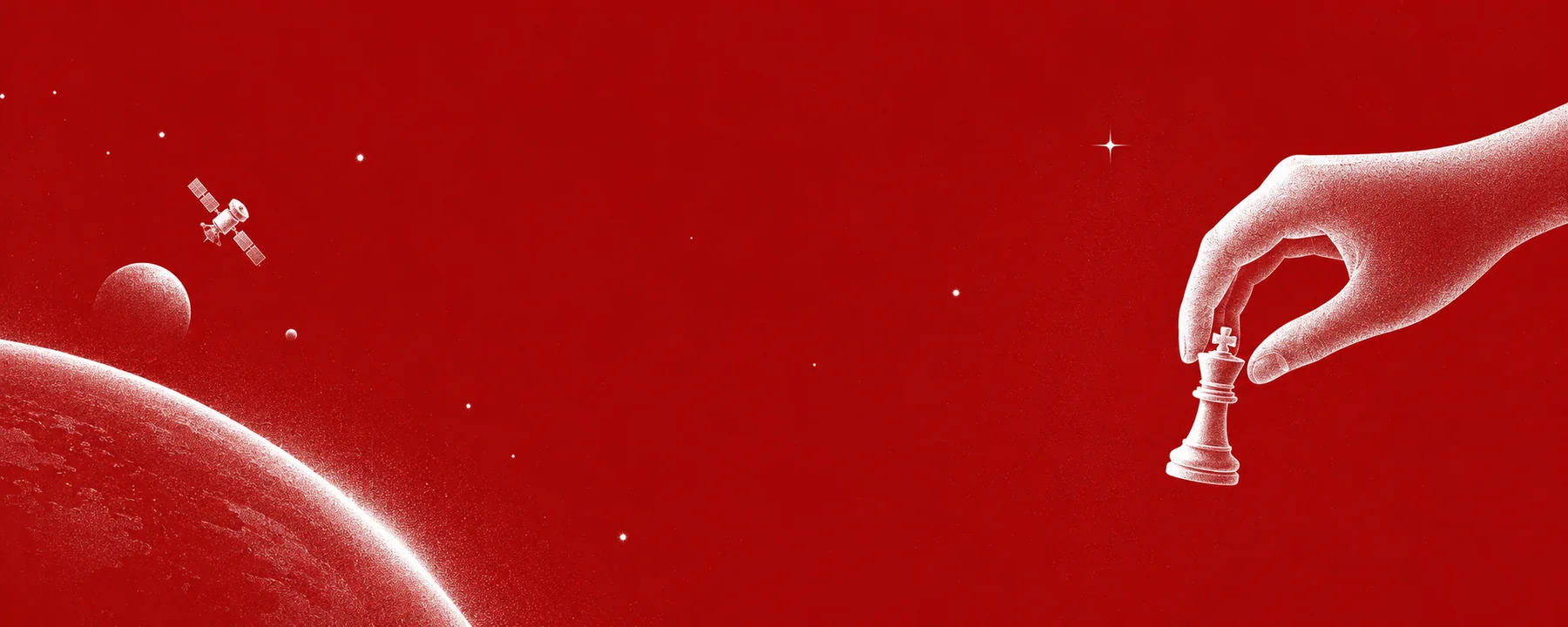 Red and white space and strategy illustration